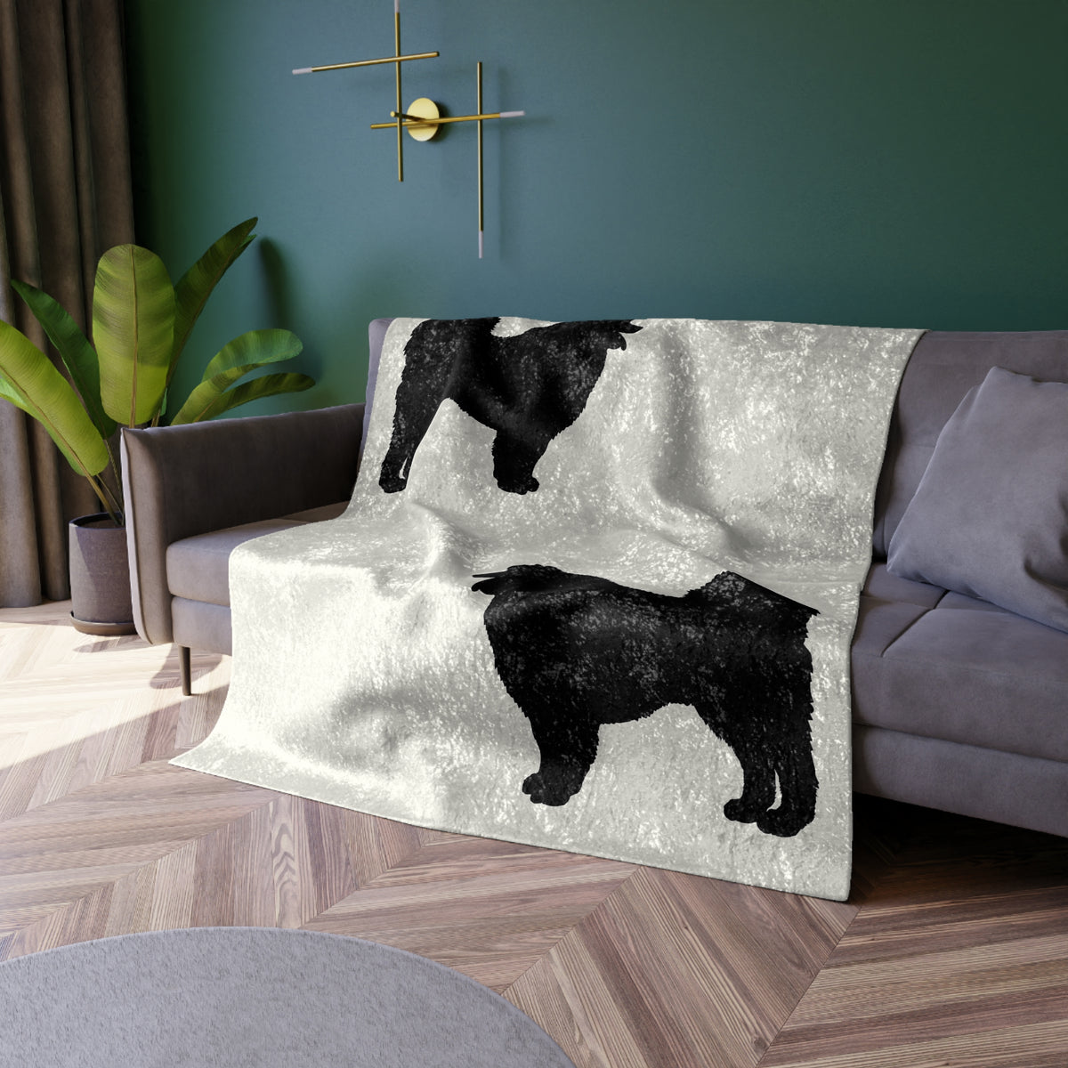 Samoyed Silhouette Crushed Velvet Blanket