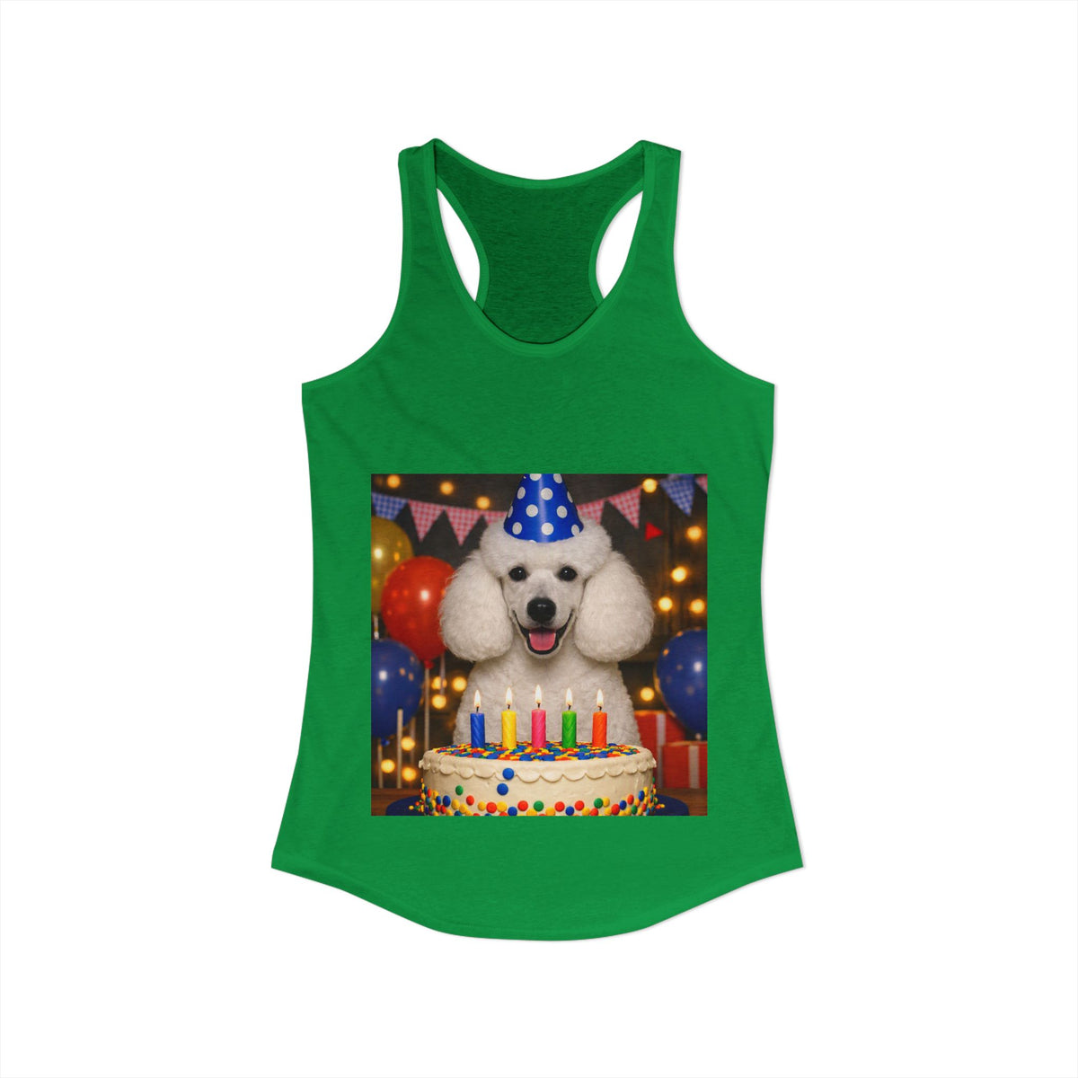 Birthday Buddy Poodle Women's Racerback Tank