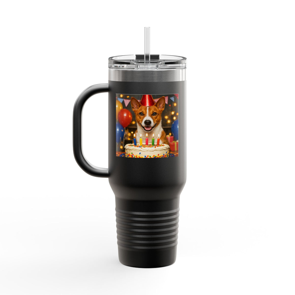 Birthday Buddy Basenji Insulated Travel Mug