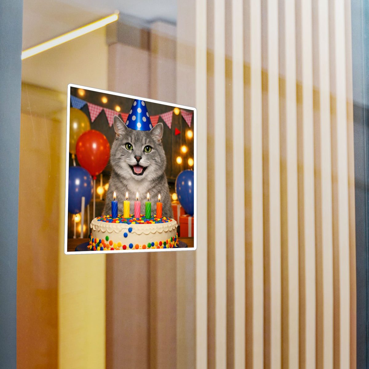 Birthday Buddy Cat Vinyl Decal