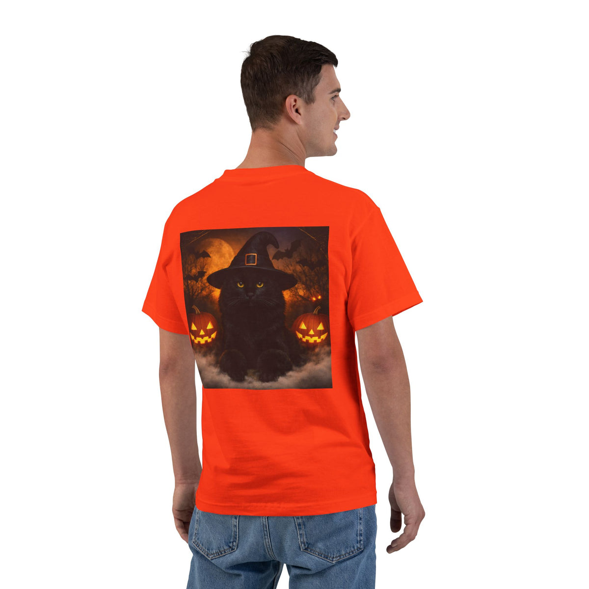 Witch Hat Pack Cat Men's Short-Sleeve Crewneck Tee