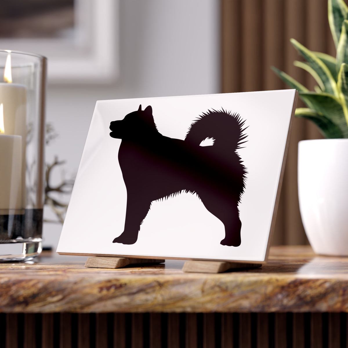 Malamute Silhouette Ceramic Photo Tile