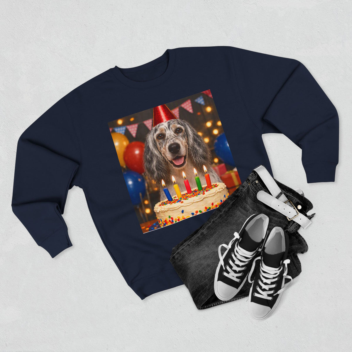 Birthday Buddy English Setter Unisex Crewneck Sweatshirt