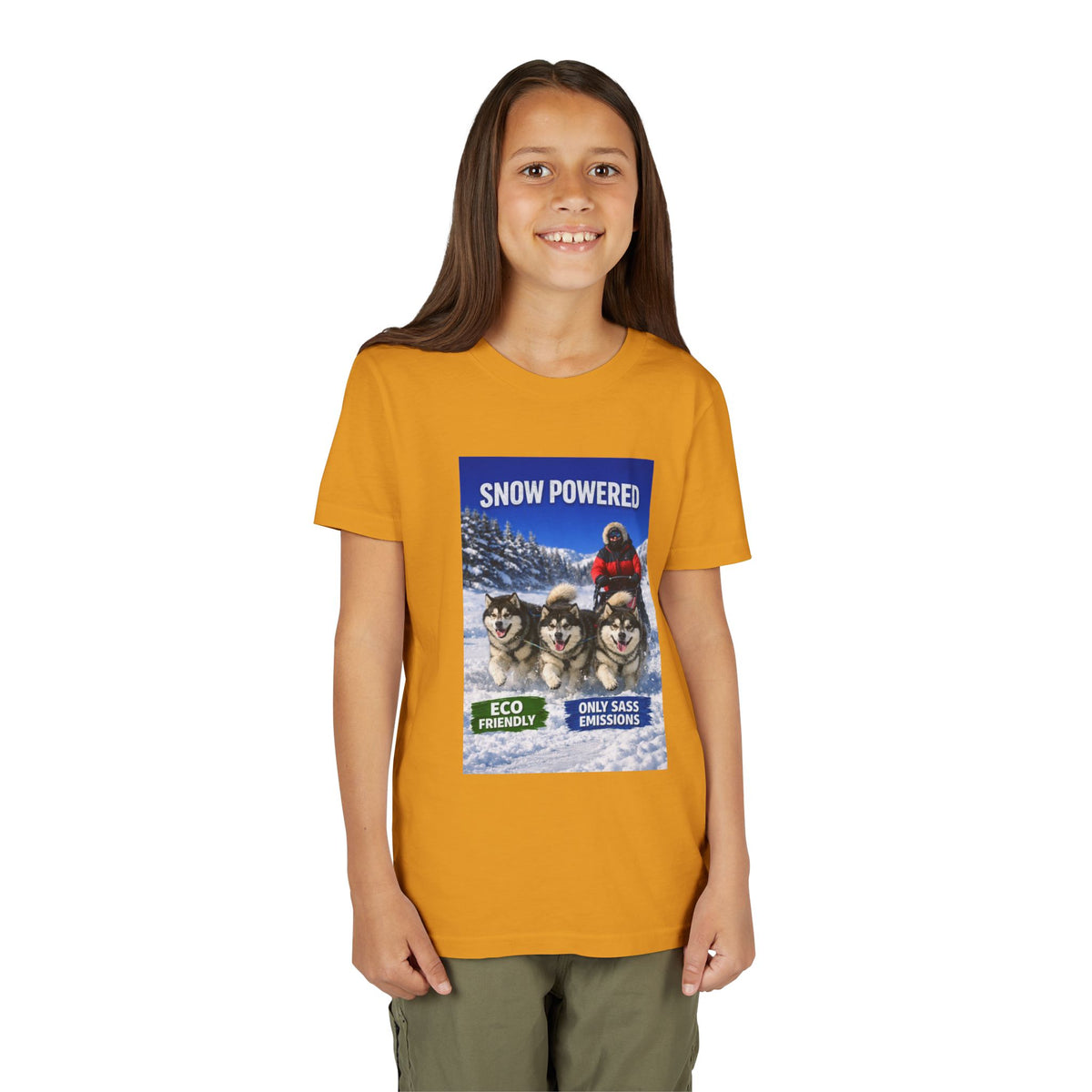 Snow Powered Youth Unisex Short Sleeve Crewneck Tee