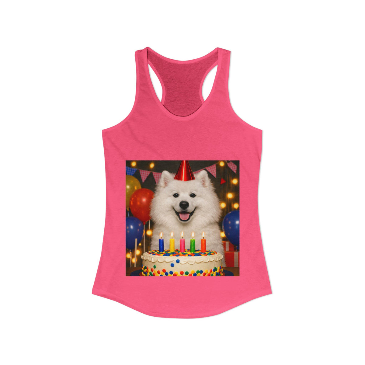 Birthday Buddy Samoyed Women's Racerback Tank