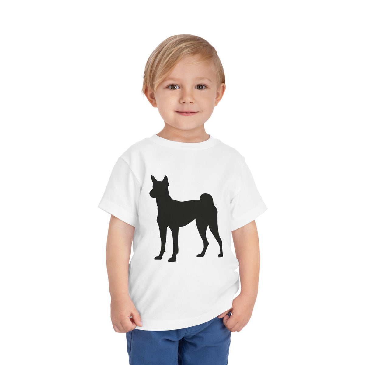 Basenji Silhouette Toddler Unisex Short Sleeve Crewneck Tee
