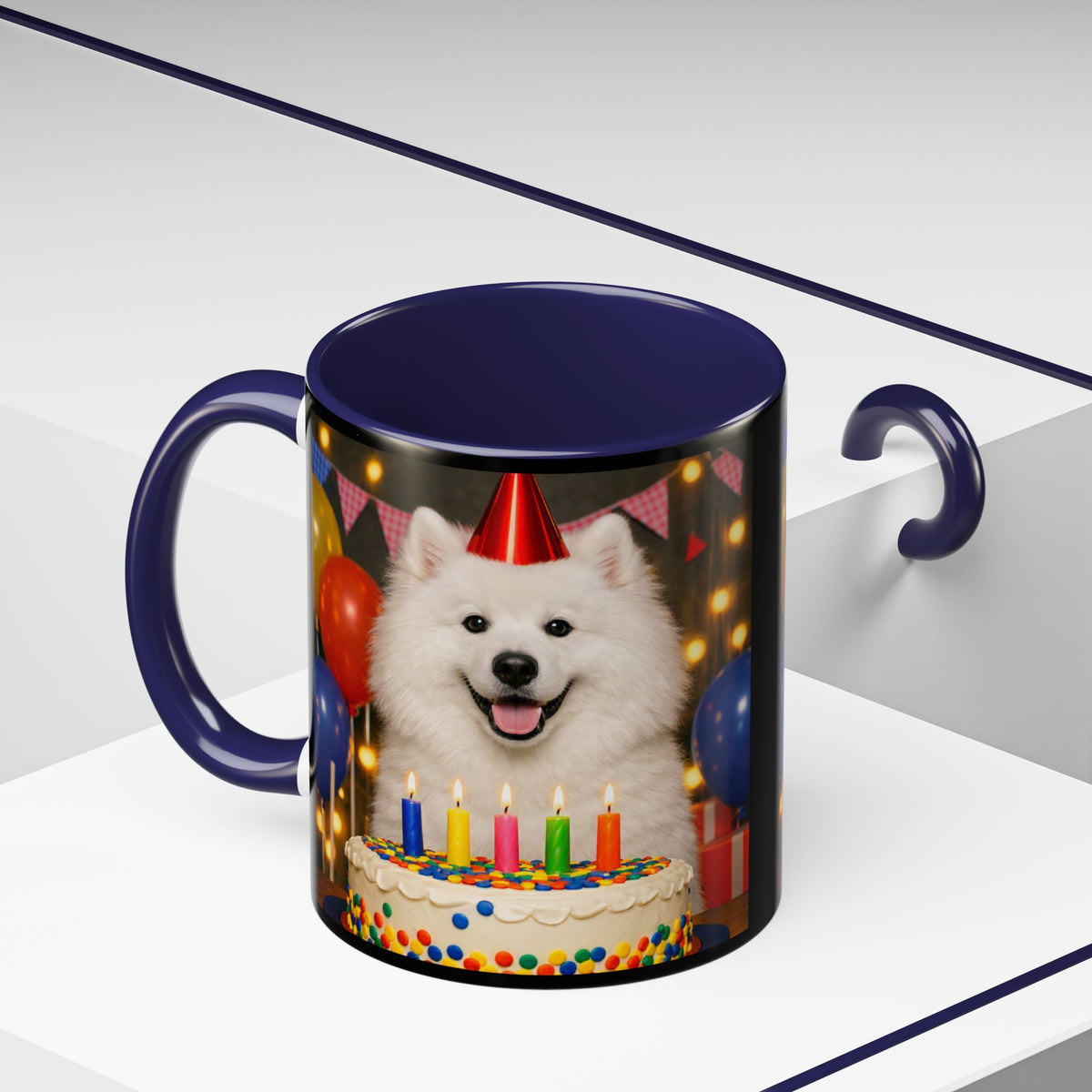 Birthday Buddy Samoyed 2-Tone Coffee Mug