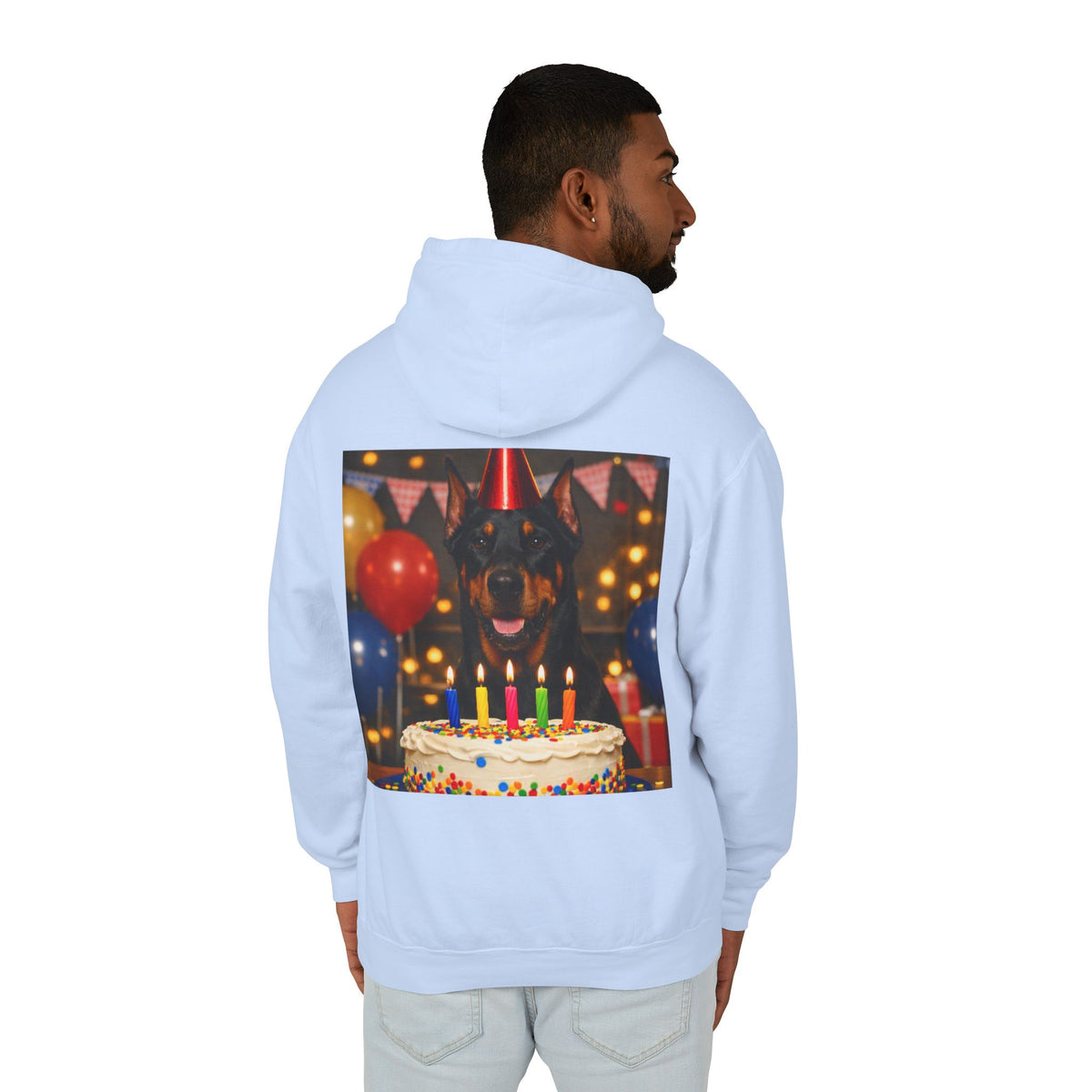 Birthday Buddy Doberman Unisex Lightweight Hoodie