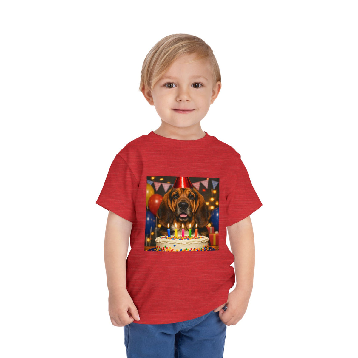 Birthday Buddy Bloodhound Toddler Unisex Short Sleeve Crewneck Tee