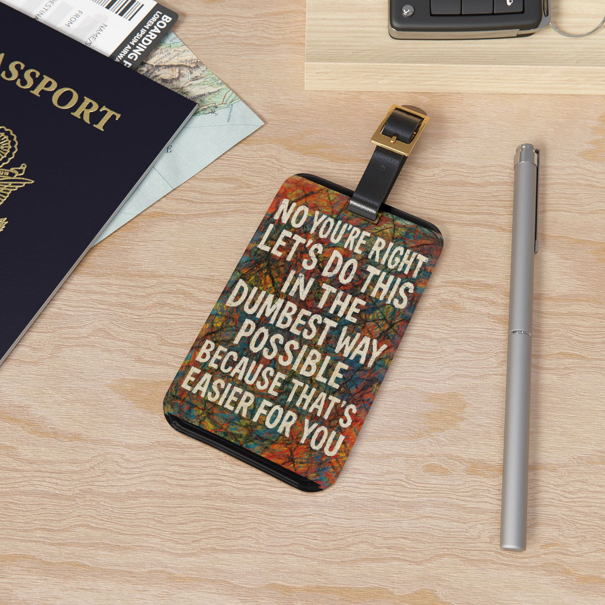 Easier For You Leather Strap Luggage Tag