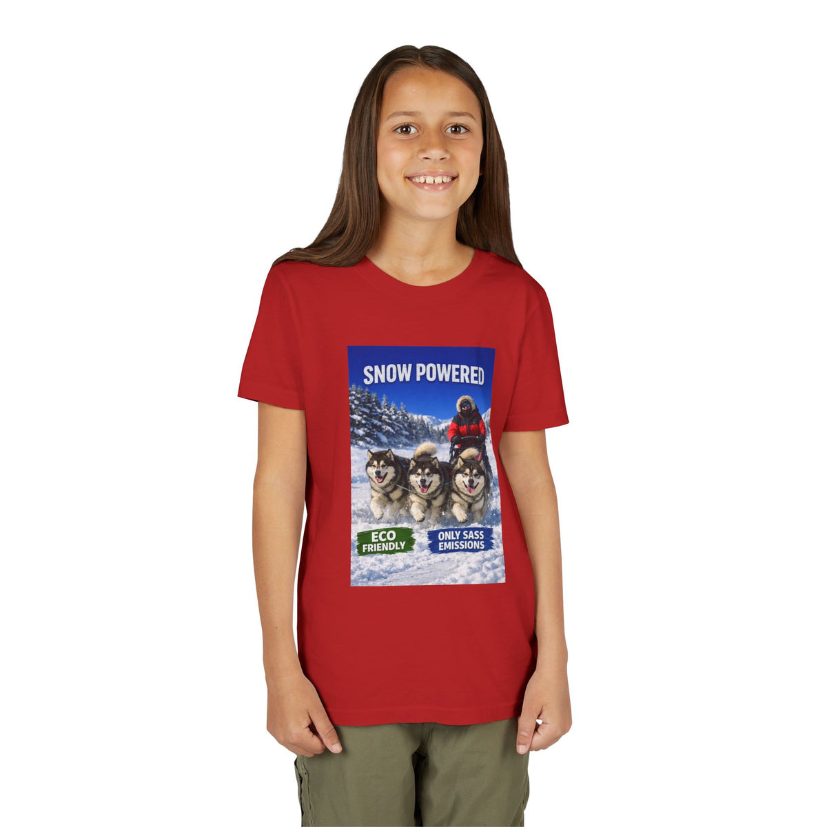 Snow Powered Youth Unisex Short Sleeve Crewneck Tee