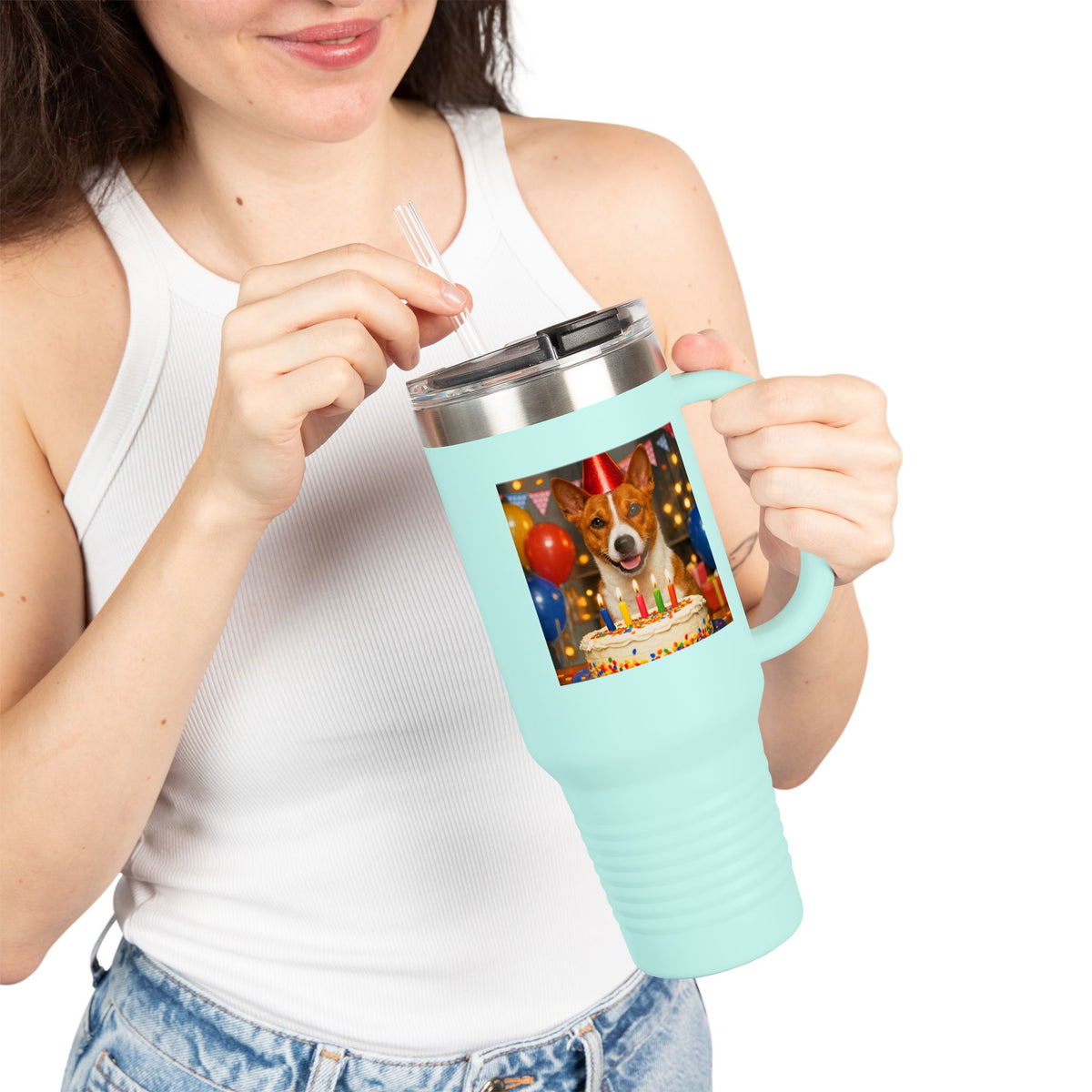 Birthday Buddy Basenji Insulated Travel Mug