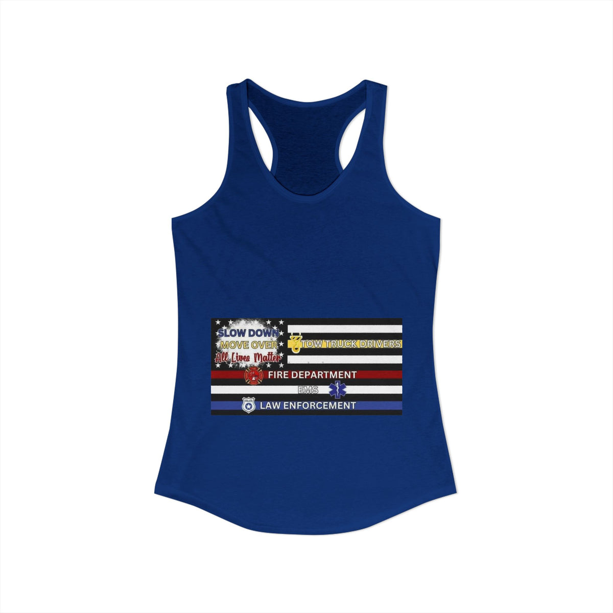 Slow Down Move Over Flag Women's Racerback Tank