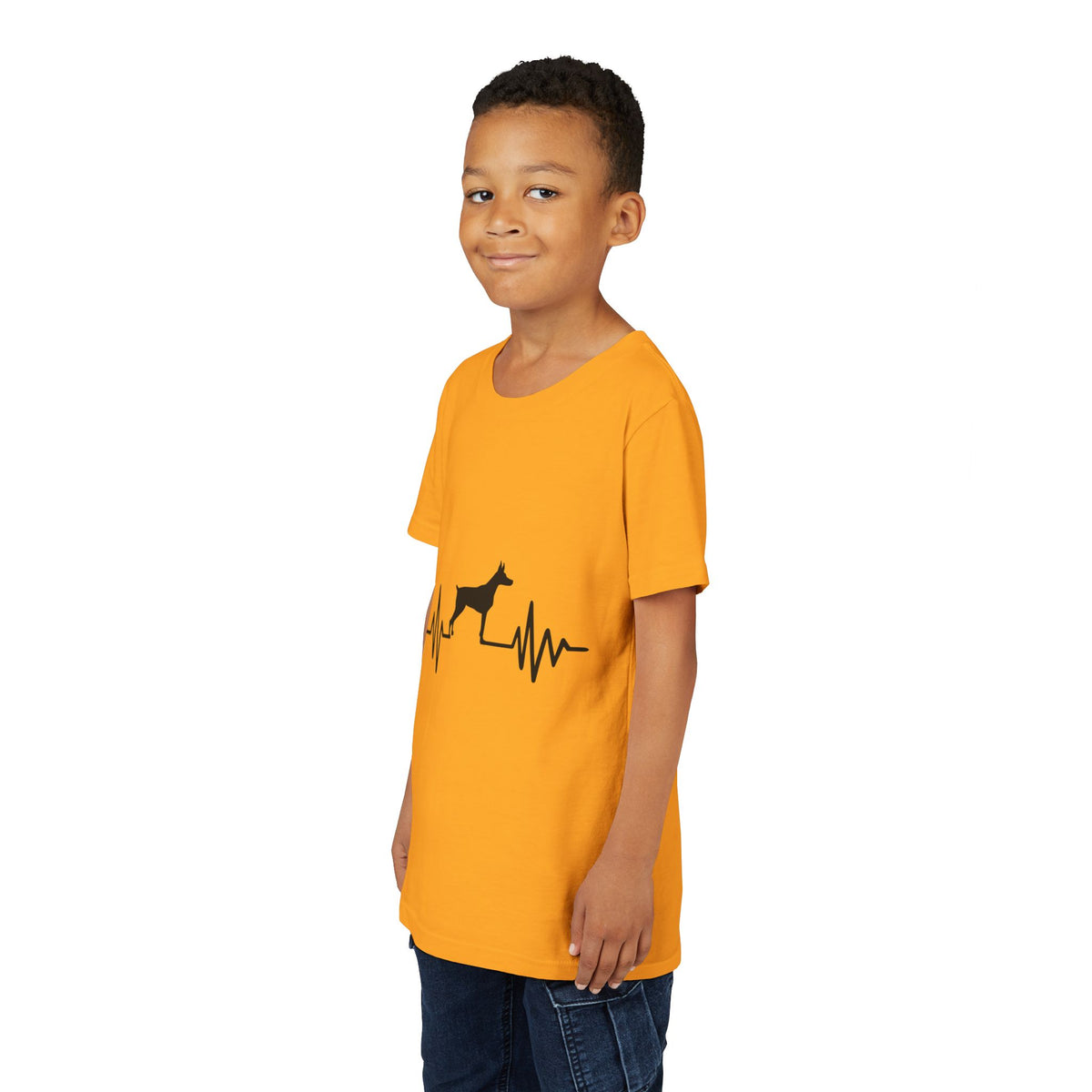 My Heart Beats For Dobermans Youth Unisex Short Sleeve Crewneck Tee