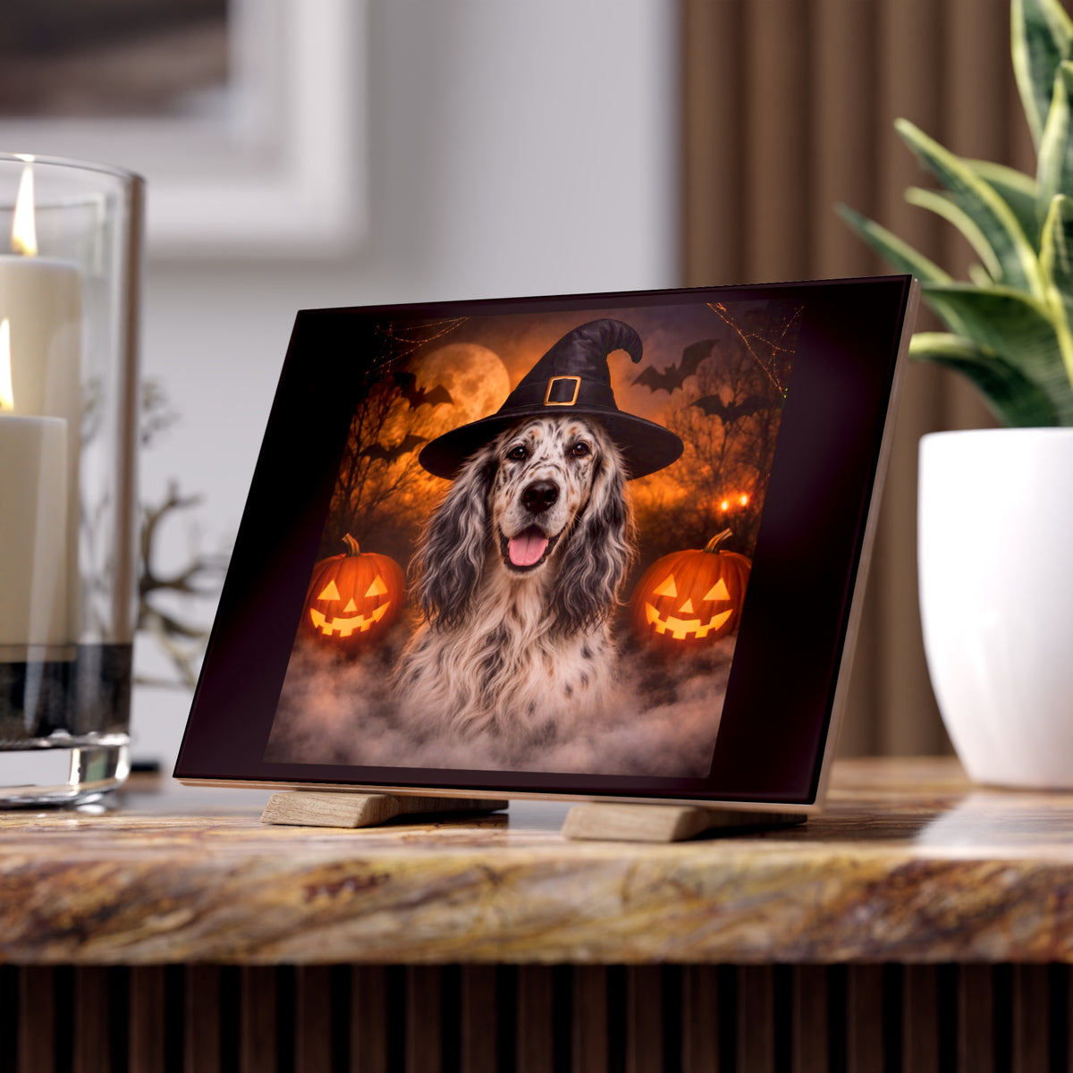 Witch Hat Pack English Setter Ceramic Photo Tile
