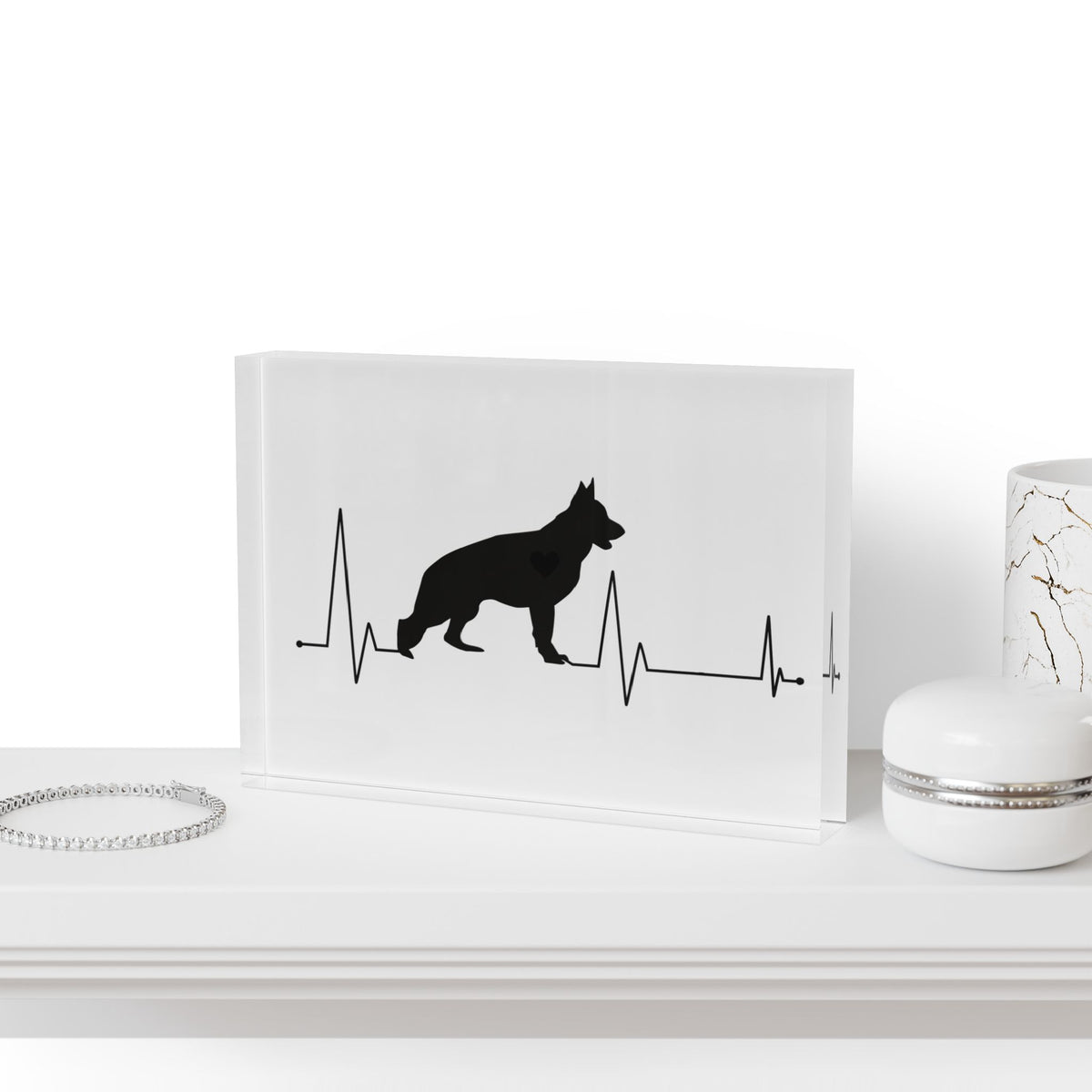My Heart Beats For German Shepherds Acrylic Photo Block