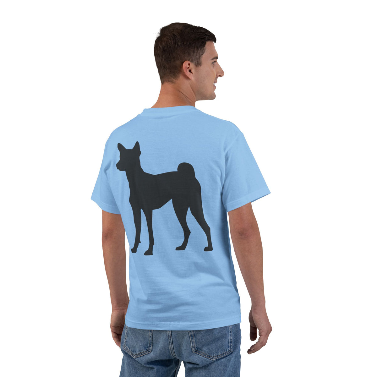 Basenji Silhouette Men's Short-Sleeve Crewneck Tee