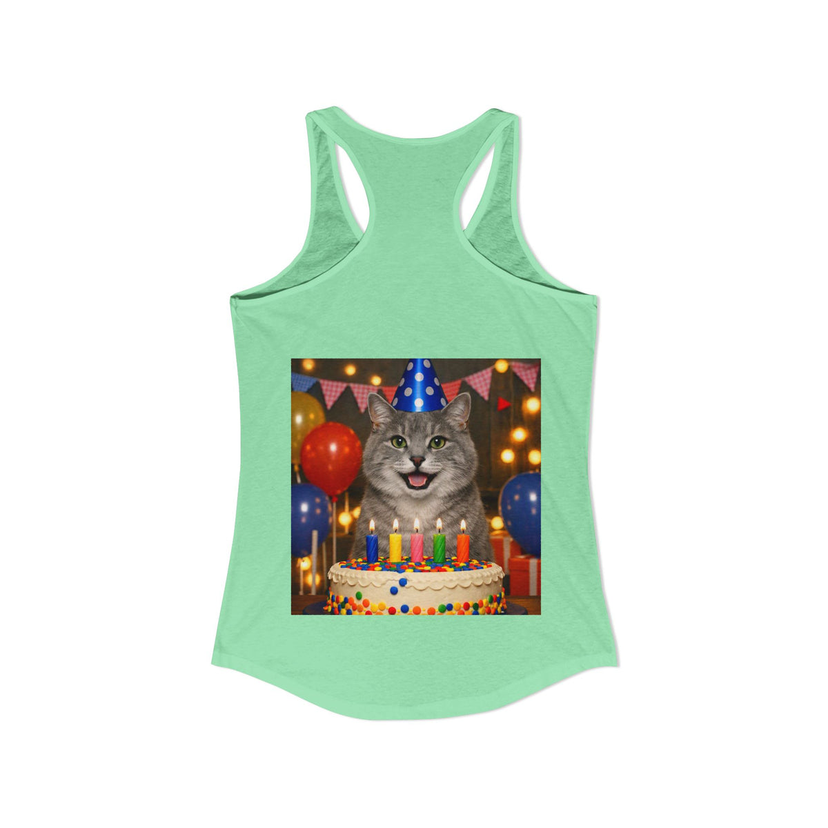 Birthday Buddy Cat Women's Racerback Tank