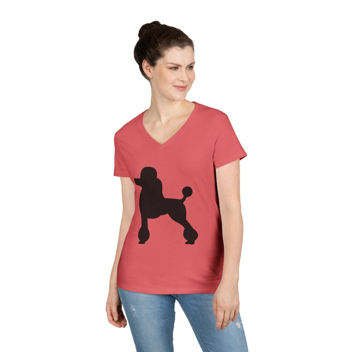 Poodle Silhouette Women's V-Neck Tee