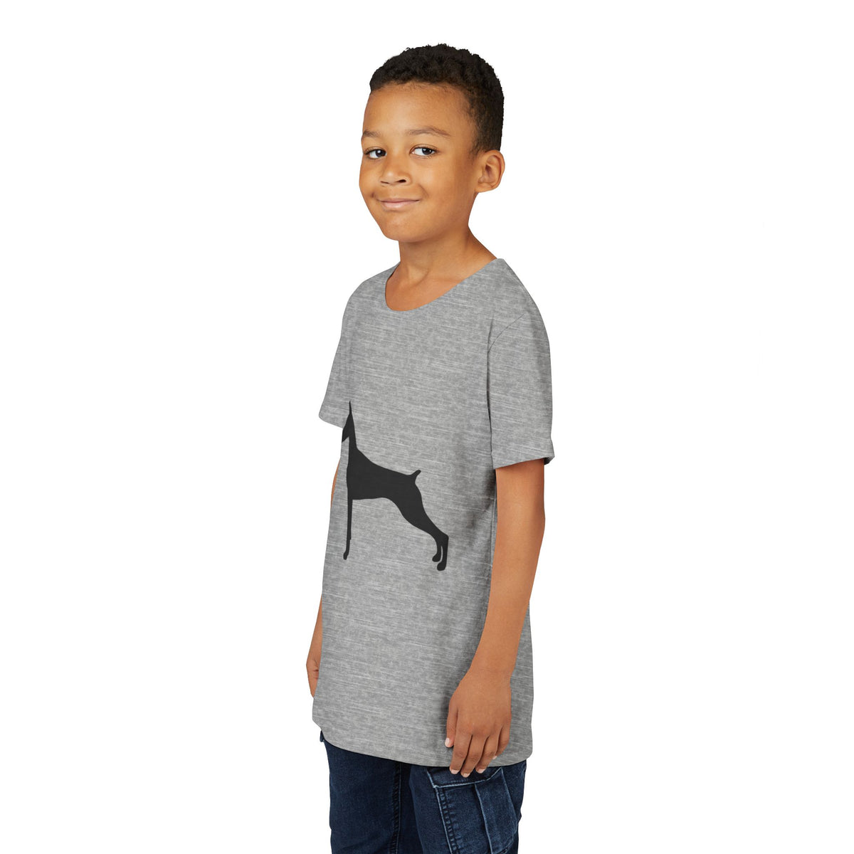 Doberman Silhouette Youth Unisex Short Sleeve Crewneck Tee