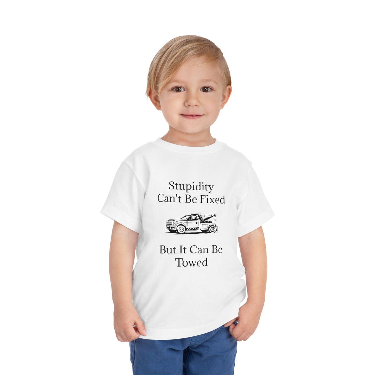 Stupidity Wheel Lift Tow Truck Toddler Unisex Short Sleeve Crewneck Tee