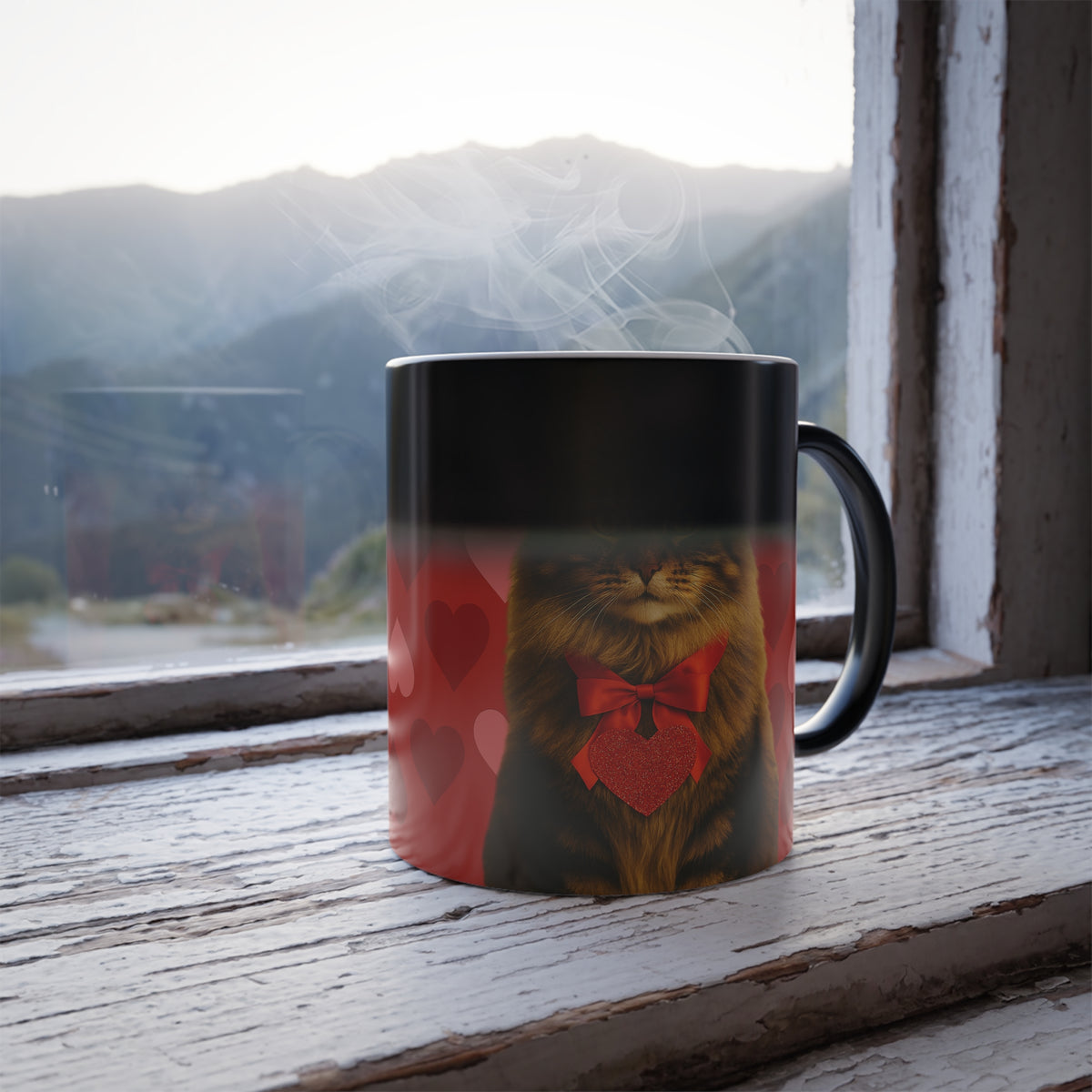 Cupid's Companion Cat Color Changing Mug