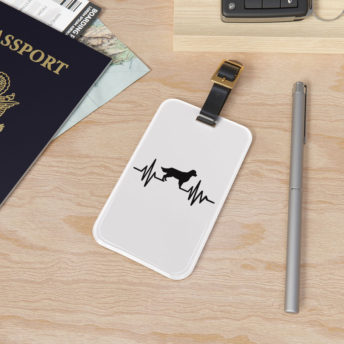 My Heart Beats For Goldens Leather Strap Luggage Tag