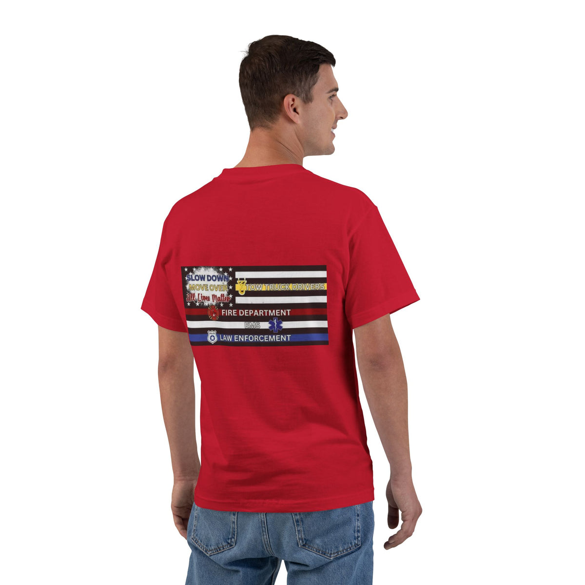 Slow Down Move Over Flag Men's Short-Sleeve Crewneck Tee