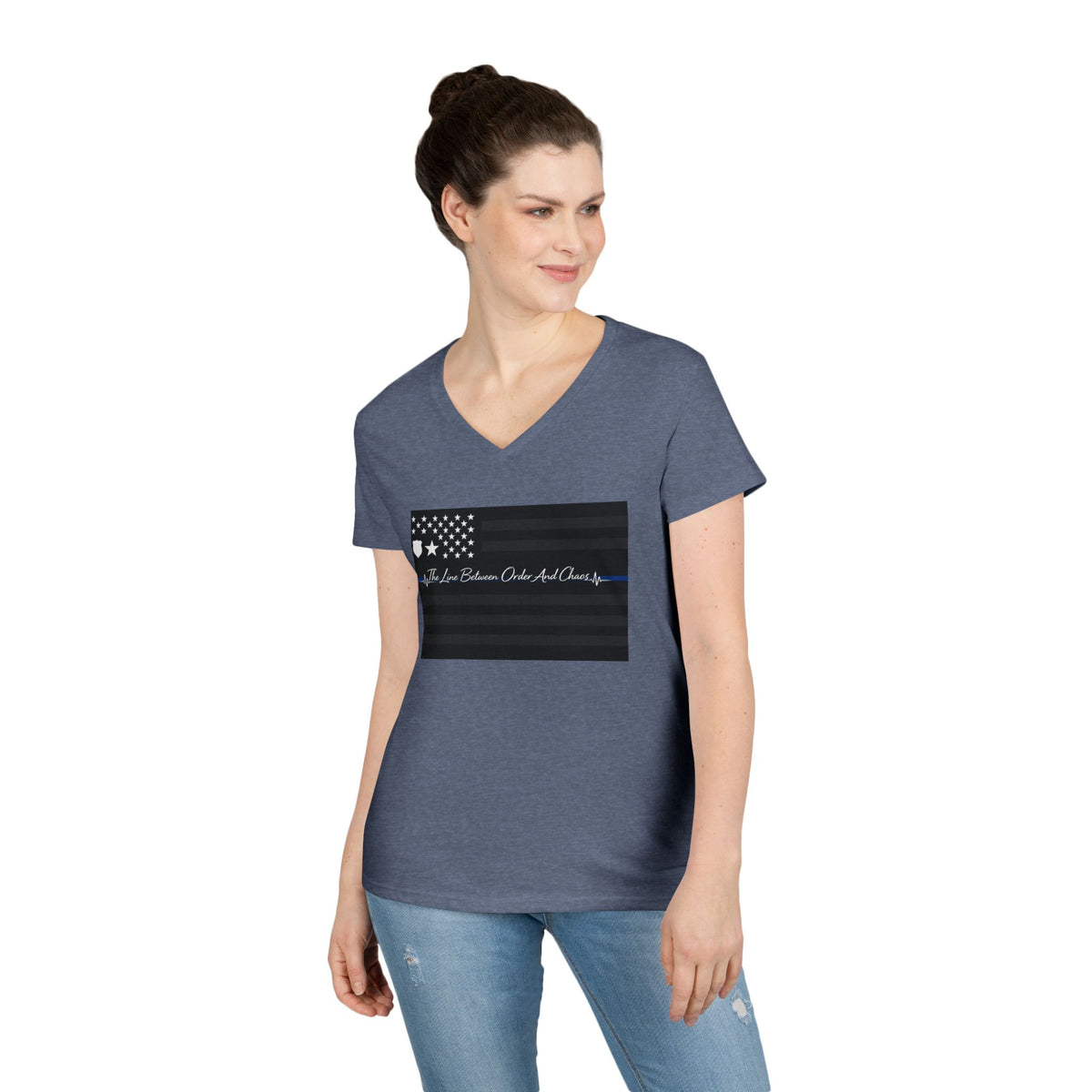 Thin Blue Line Women's V-Neck Tee