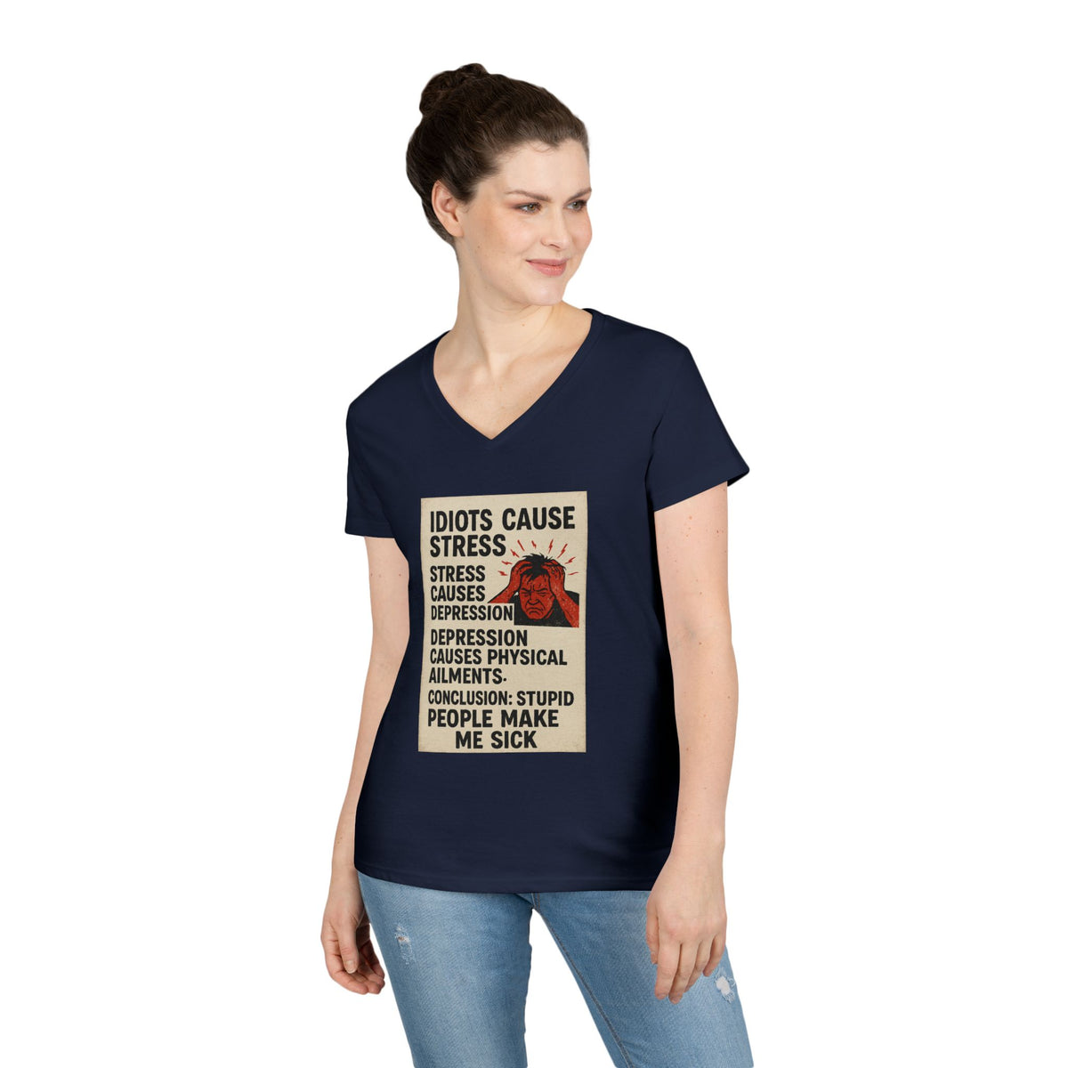 Stupid People Women's V-Neck Tee