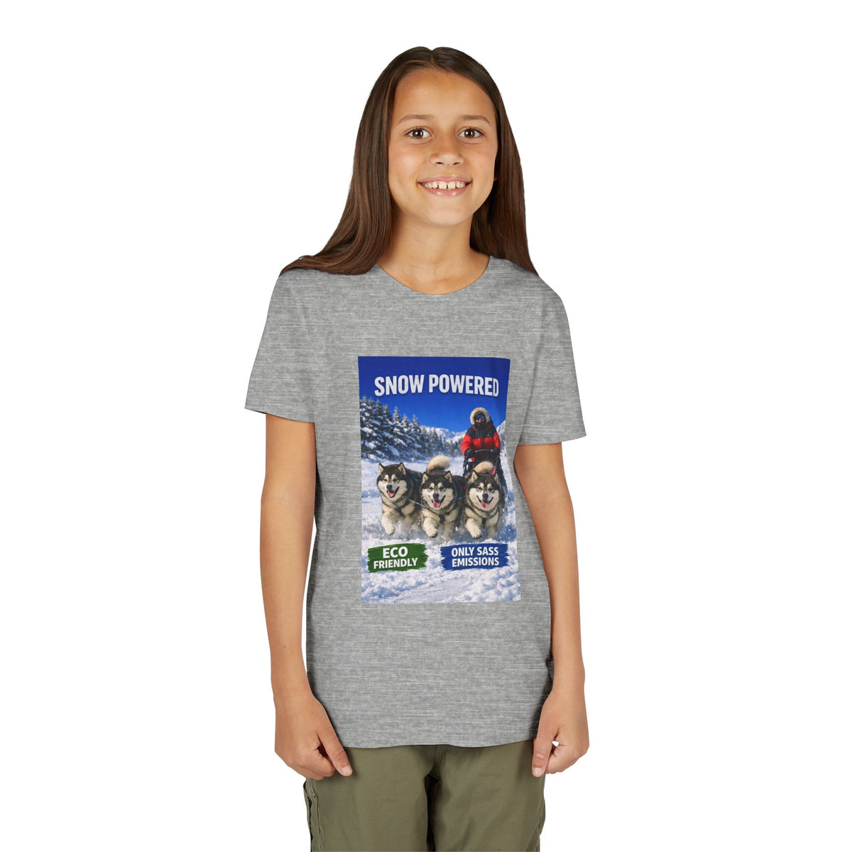 Snow Powered Youth Unisex Short Sleeve Crewneck Tee
