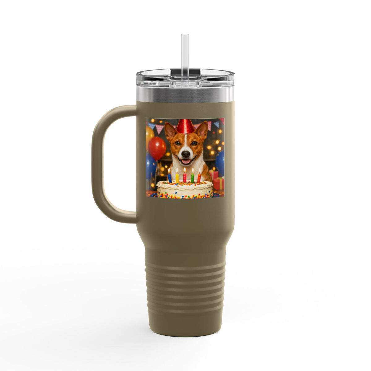 Birthday Buddy Basenji Insulated Travel Mug