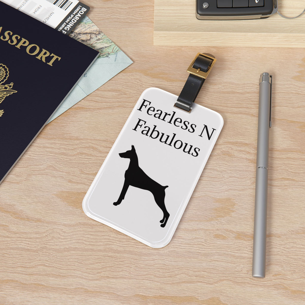 Fearless N Fabulous Leather Strap Luggage Tag