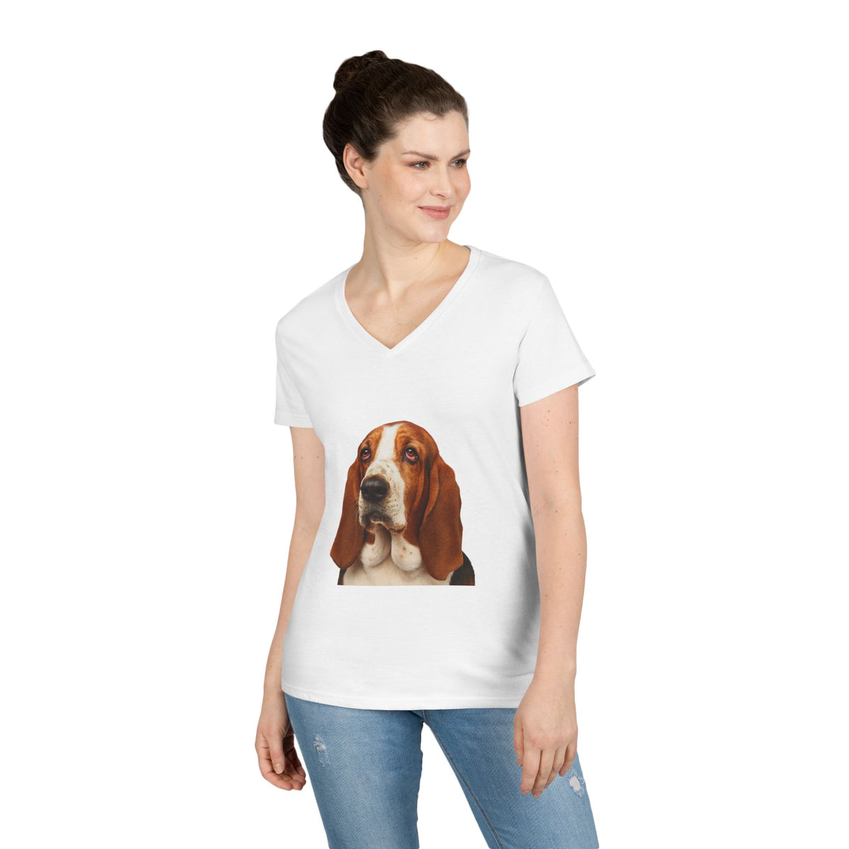 Basset Head Women's V-Neck Tee