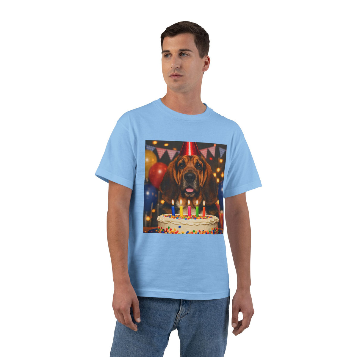 Birthday Buddy Bloodhound Men's Short-Sleeve Crewneck Tee