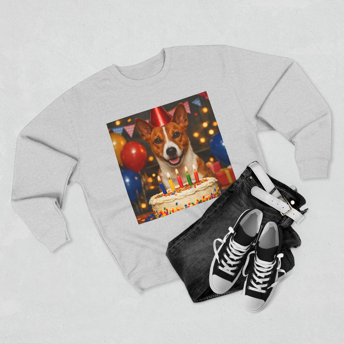 Birthday Buddy Basenji Unisex Crewneck Sweatshirt