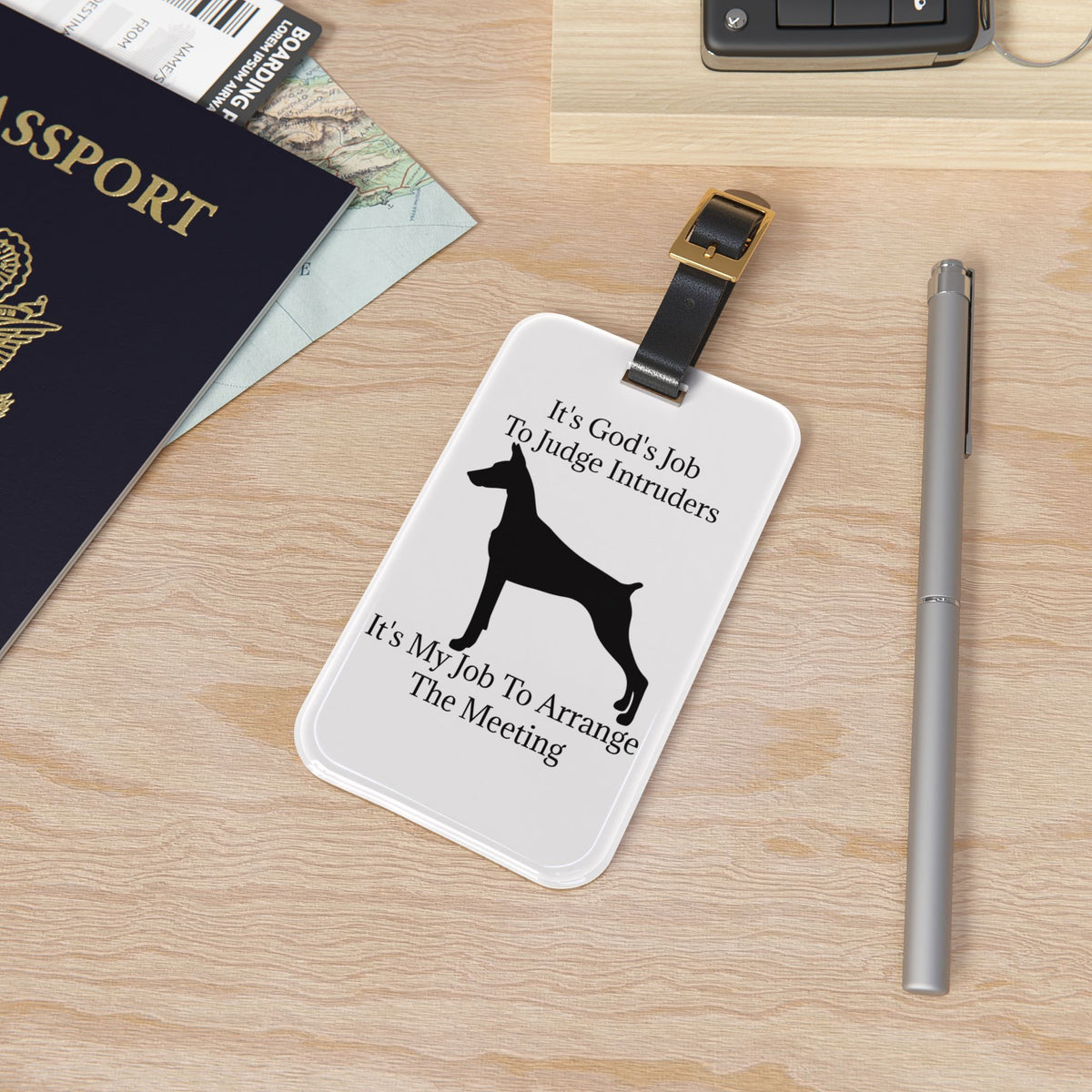 Arrange The Meeting Leather Strap Luggage Tag