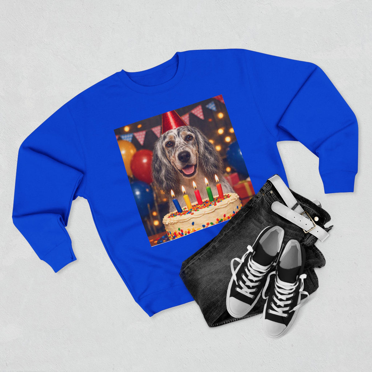 Birthday Buddy English Setter Unisex Crewneck Sweatshirt