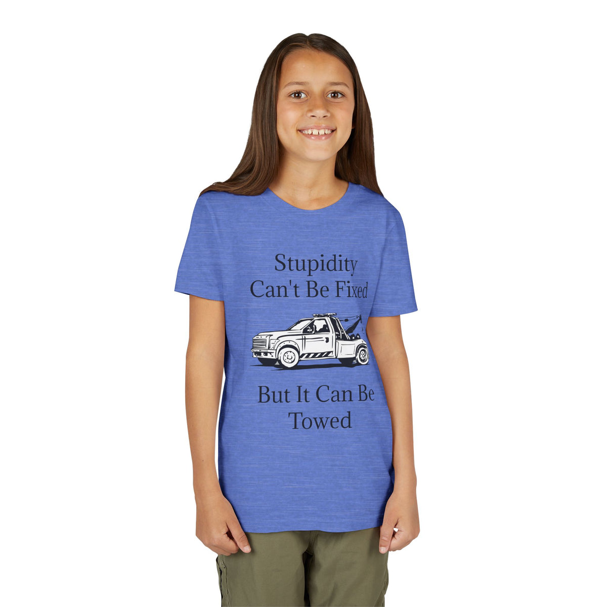Stupidity Wheel Lift Tow Truck Youth Unisex Short Sleeve Crewneck Tee