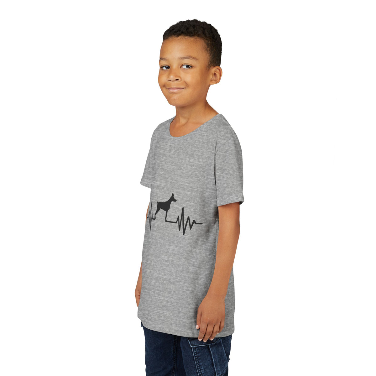My Heart Beats For Dobermans Youth Unisex Short Sleeve Crewneck Tee