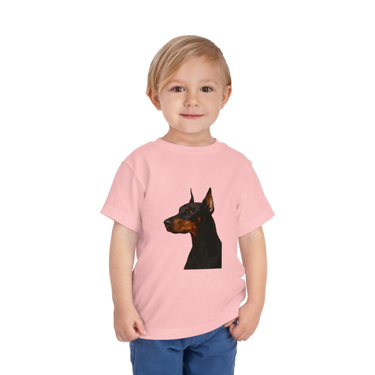 Doberman Head Toddler Unisex Short Sleeve Crewneck Tee