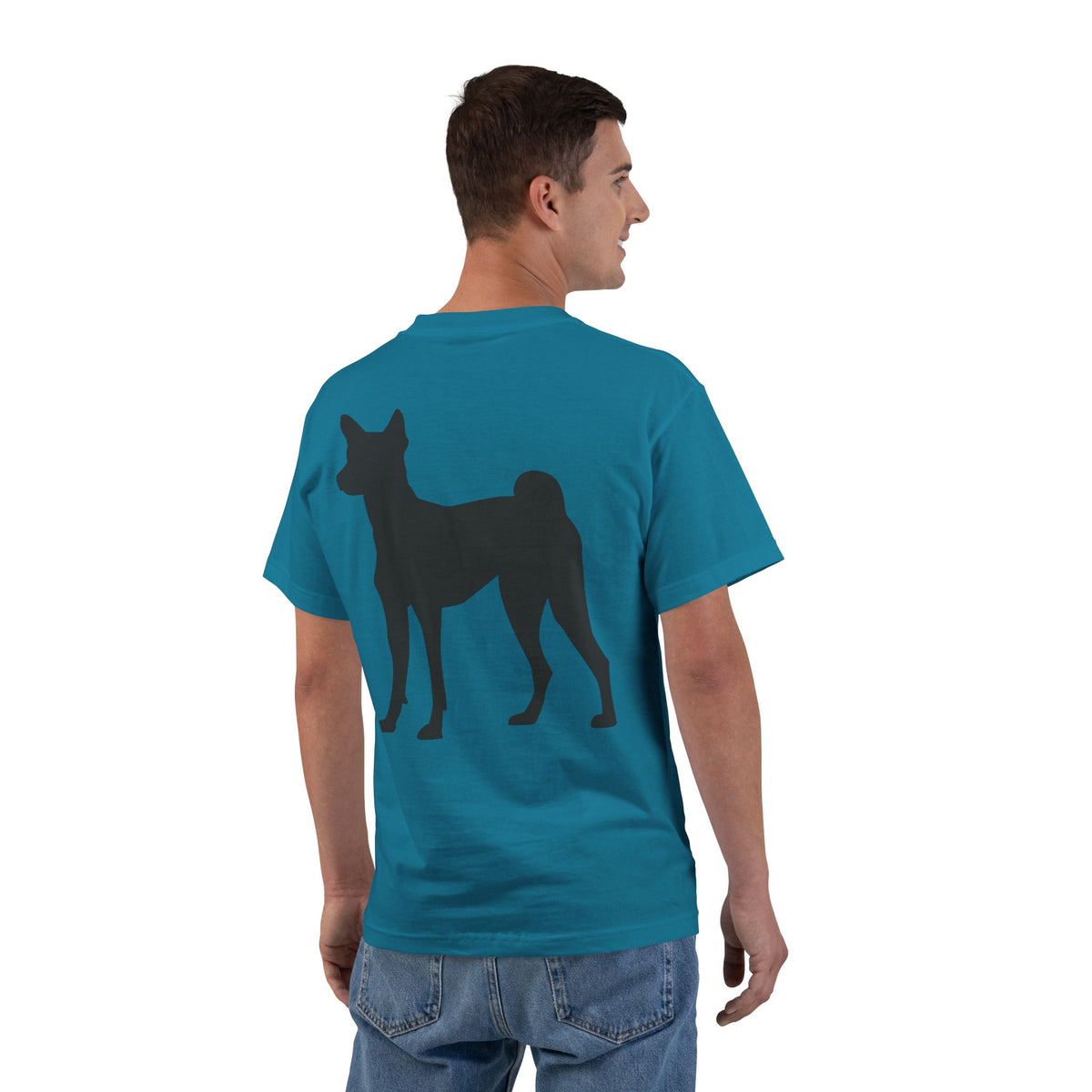 Basenji Silhouette Men's Short-Sleeve Crewneck Tee