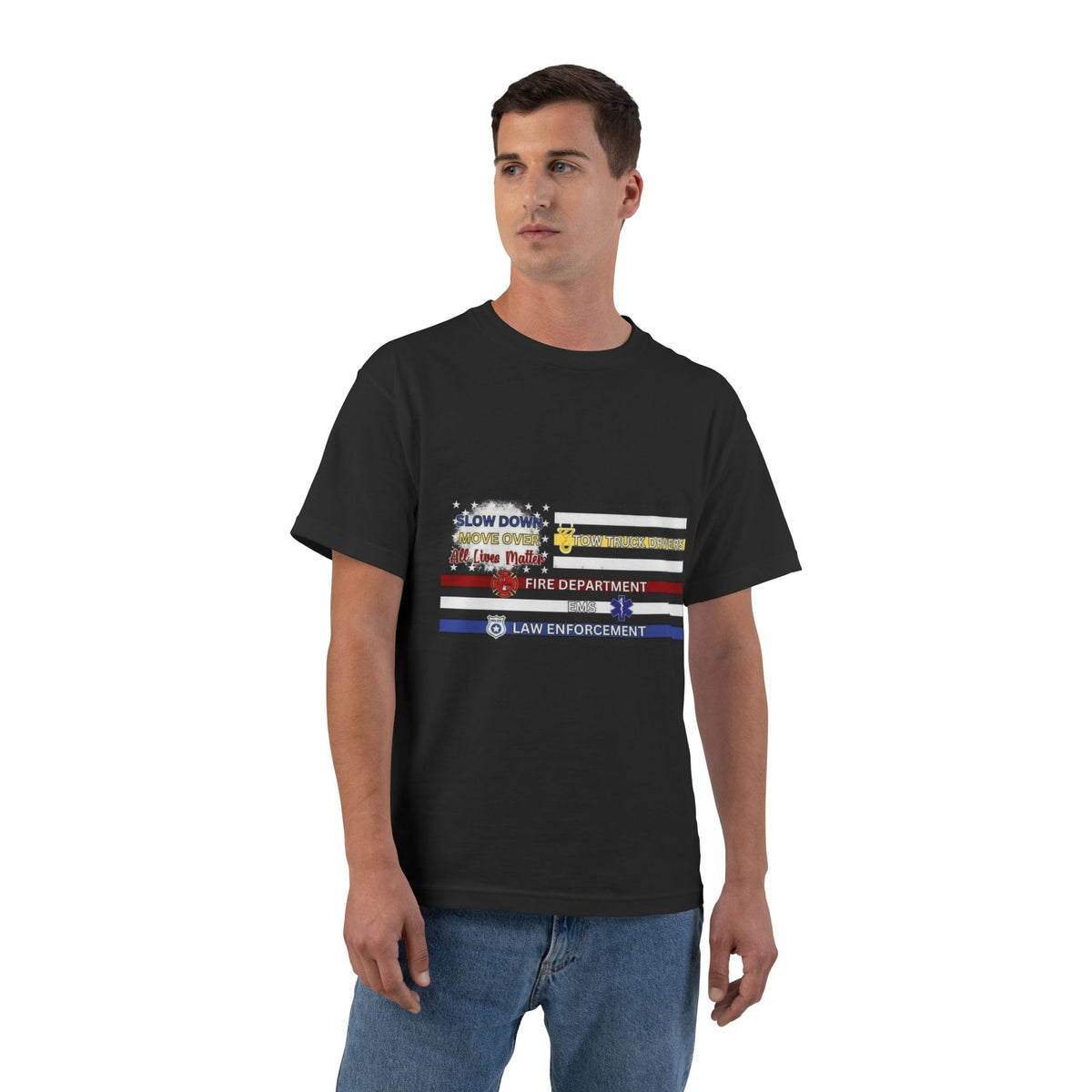 Slow Down Move Over Flag Men's Short-Sleeve Crewneck Tee