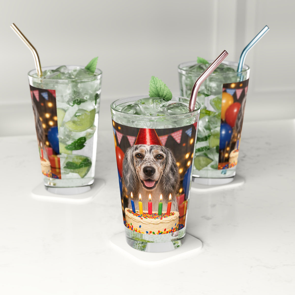 Birthday Buddy English Setter Drinking Glass