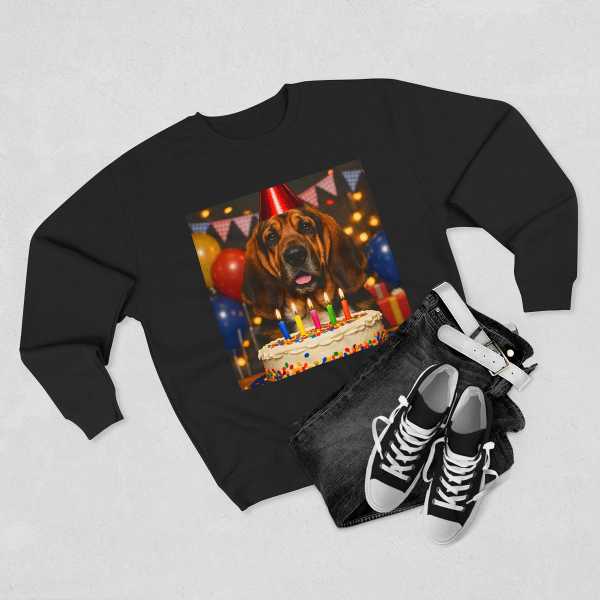 Birthday Buddy Bloodhound Unisex Crewneck Sweatshirt