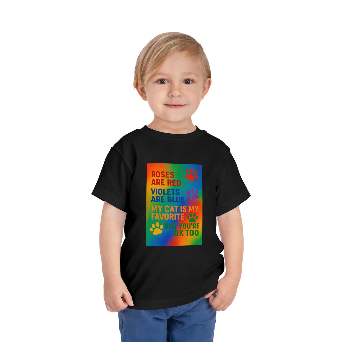 Roses Are Red Cat Toddler Unisex Short Sleeve Crewneck Tee