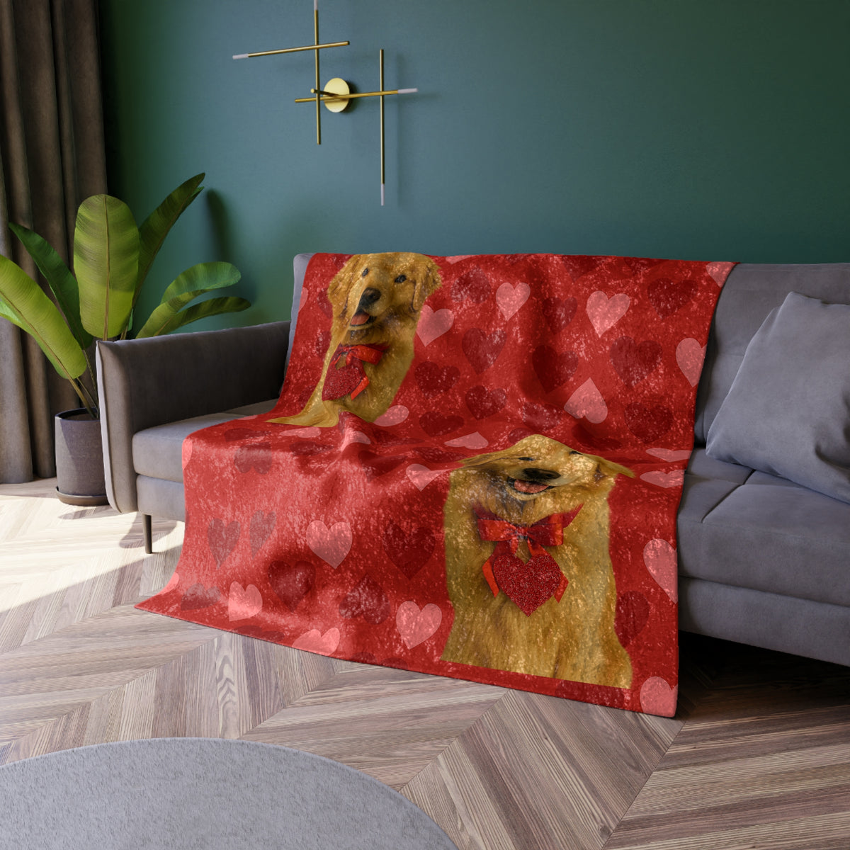 Cupid's Companion Golden Crushed Velvet Blanket