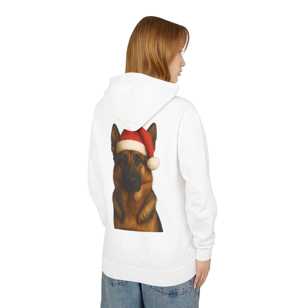 Santa Paws German Shepherd Unisex Lightweight Hoodie