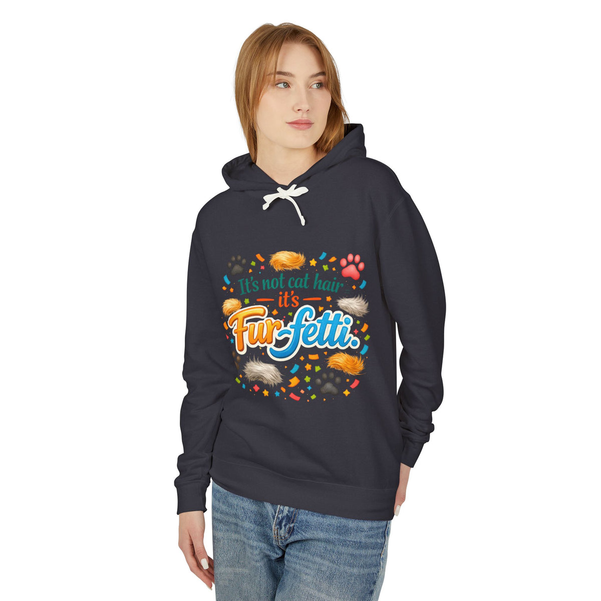 Fur-Fetti Cat Unisex Lightweight Hoodie