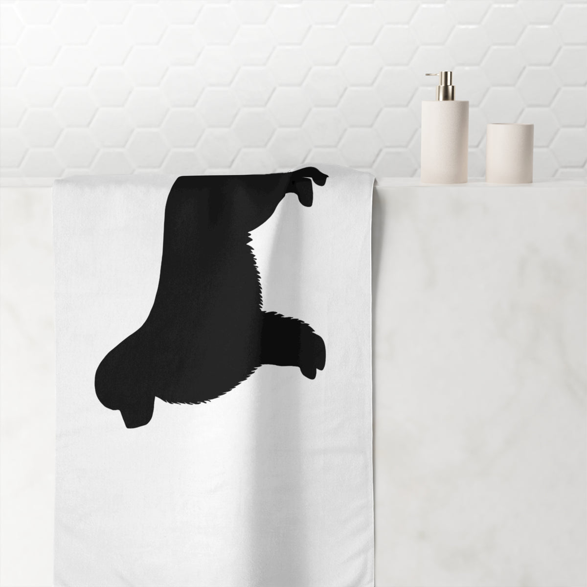 Newfie Silhouette Mink-Cotton Beach Towel